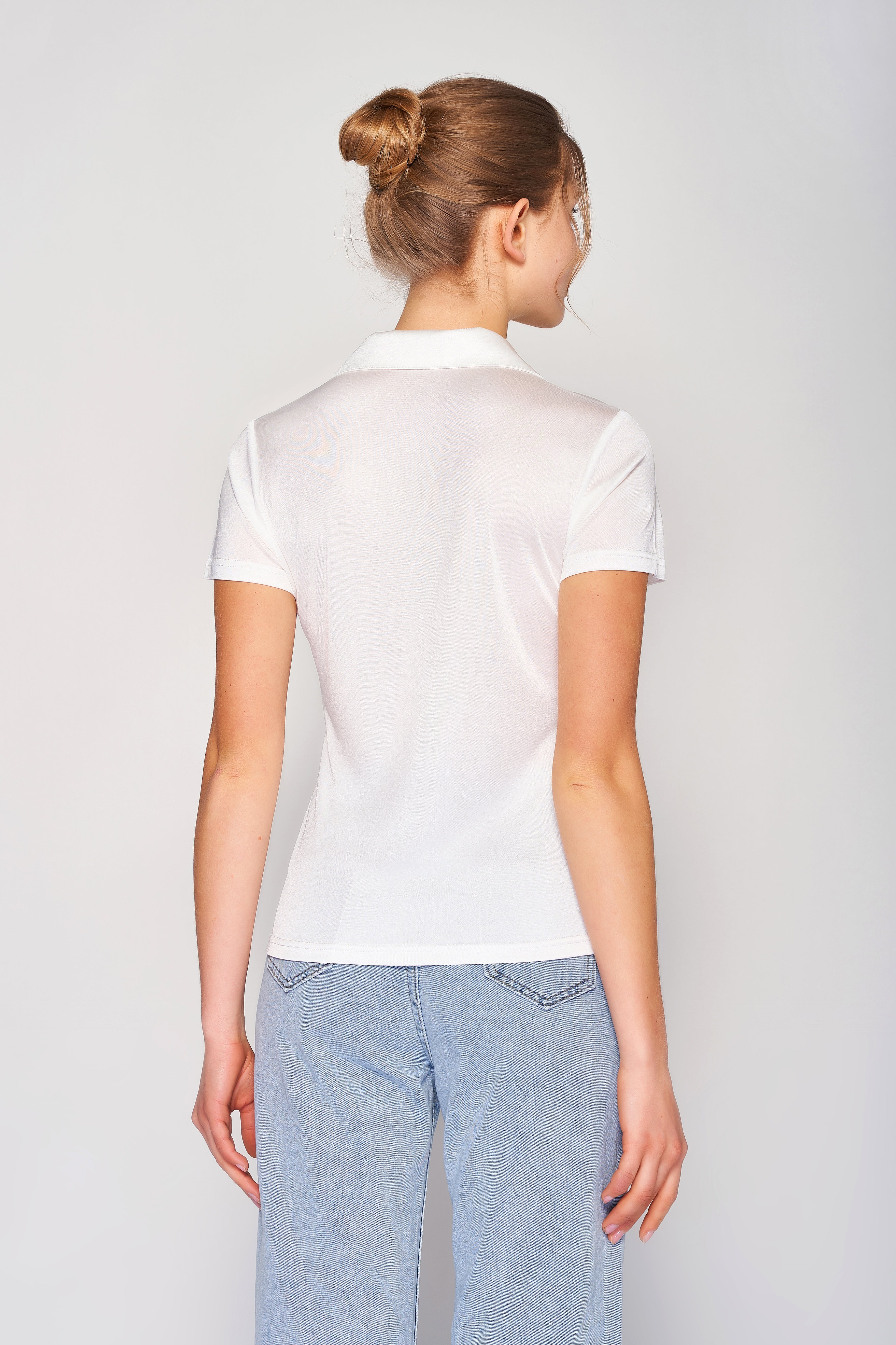 MULBERRY SILK POLO T SHIRT FOR WOMEN - WHITE