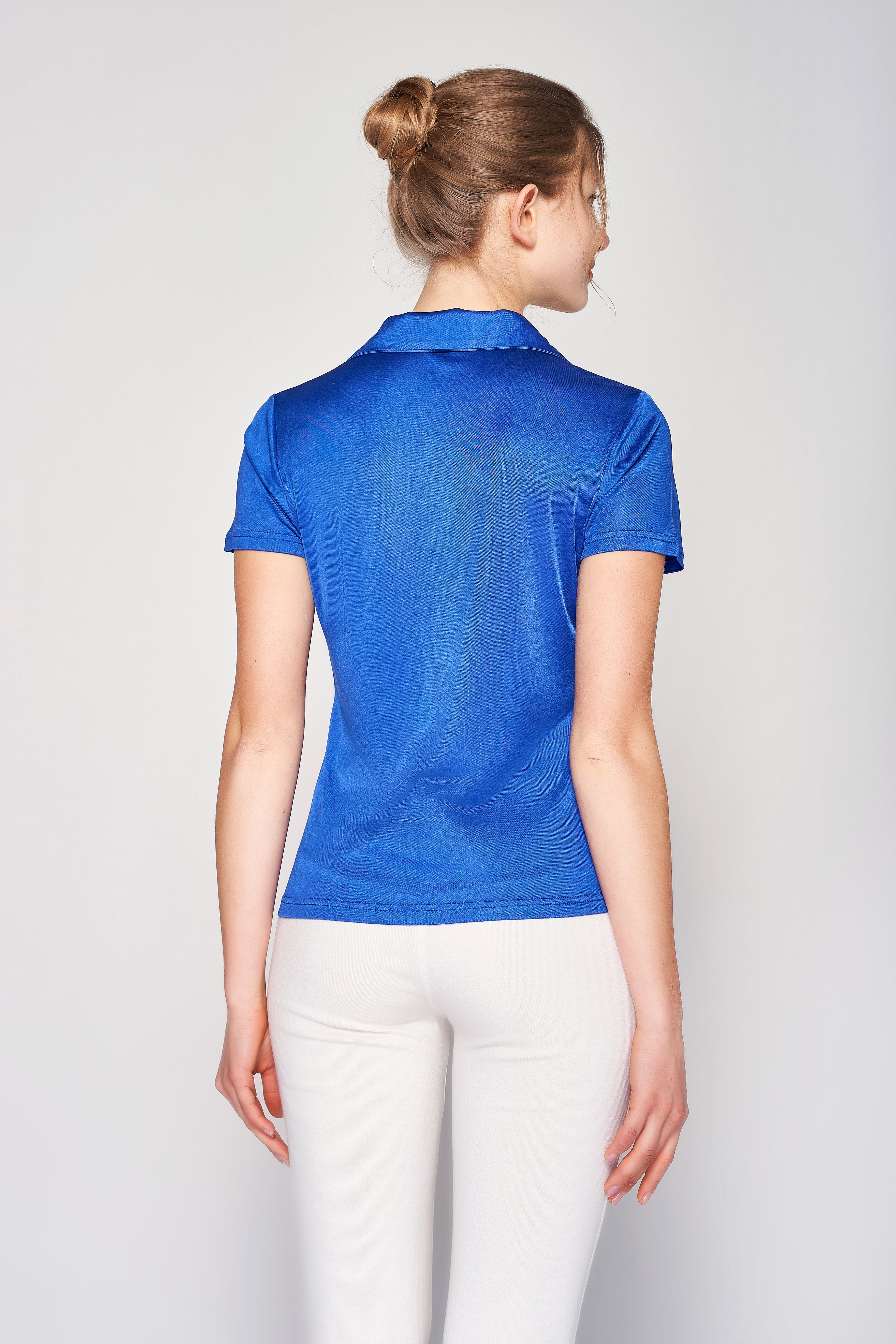 MULBERRY SILK POLO T SHIRT FOR WOMEN - ROYAL BLUE
